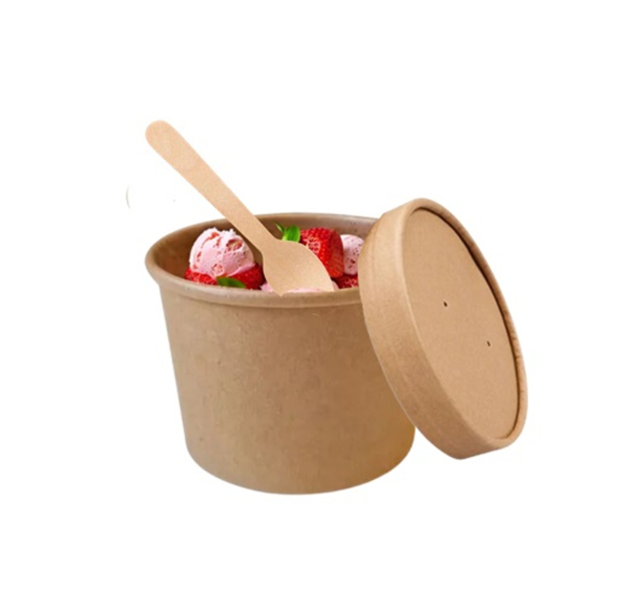 Kraft 250ml/8oz Insulated Food Tubs with Cardboard Lid