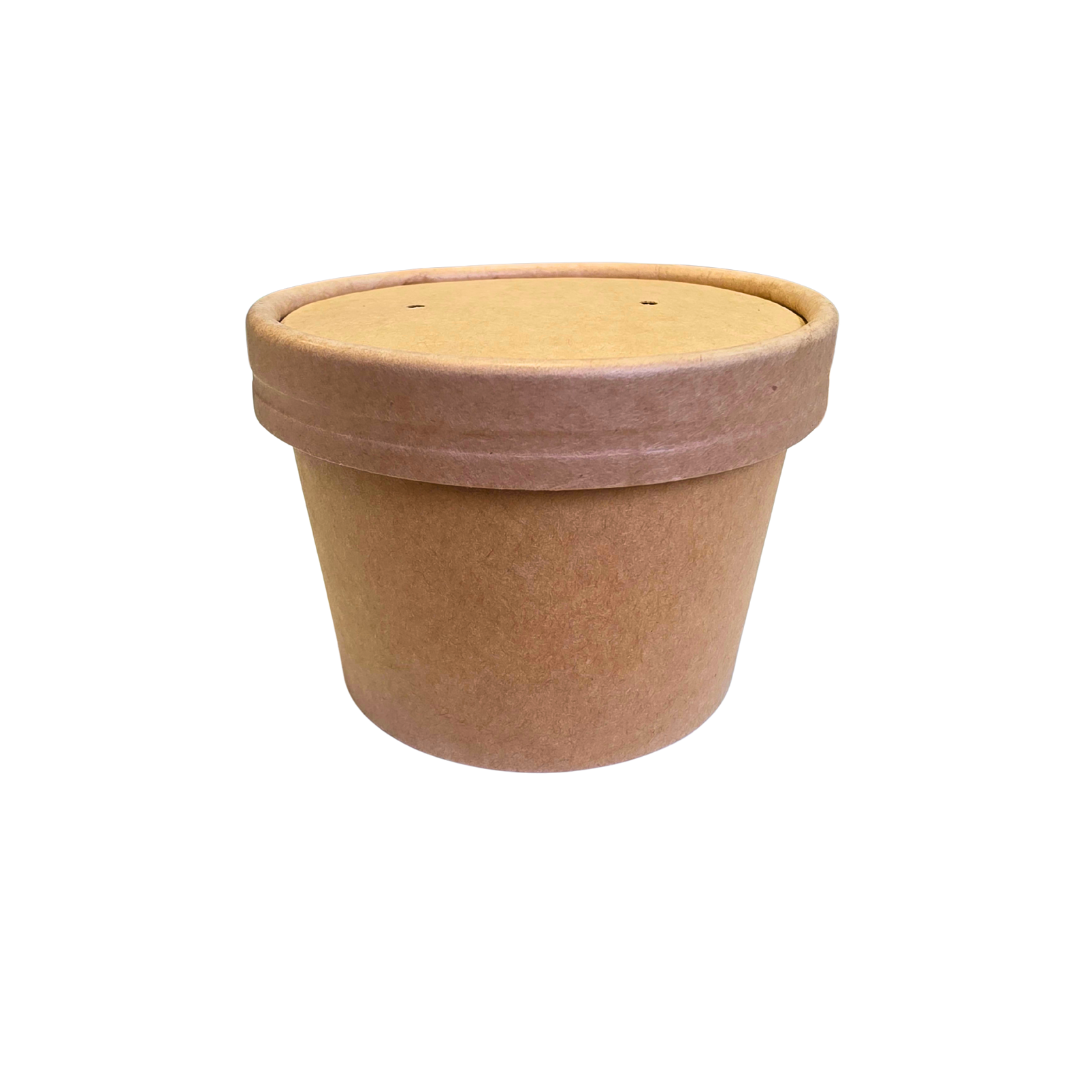 Kraft 250ml/8oz Insulated Food Tubs with Cardboard Lid