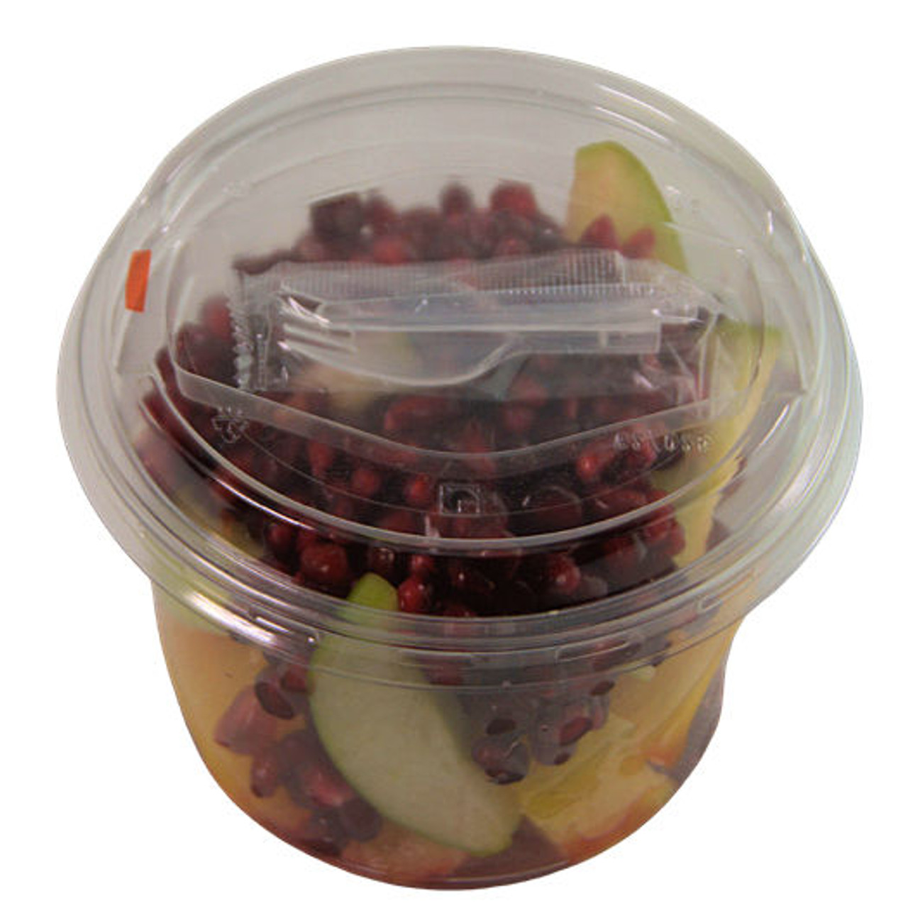 New 500ml Quality Round Container with Wrapped Folding Fork attached to the Lid