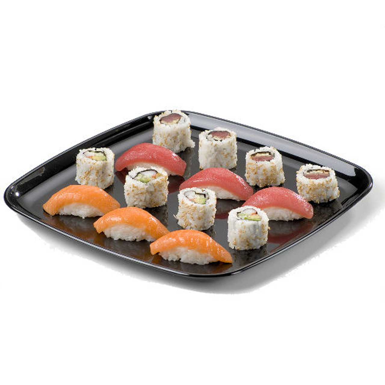 Case x 50 Square 300 x 300 x 55mm Black Base and Clear Lid Platters