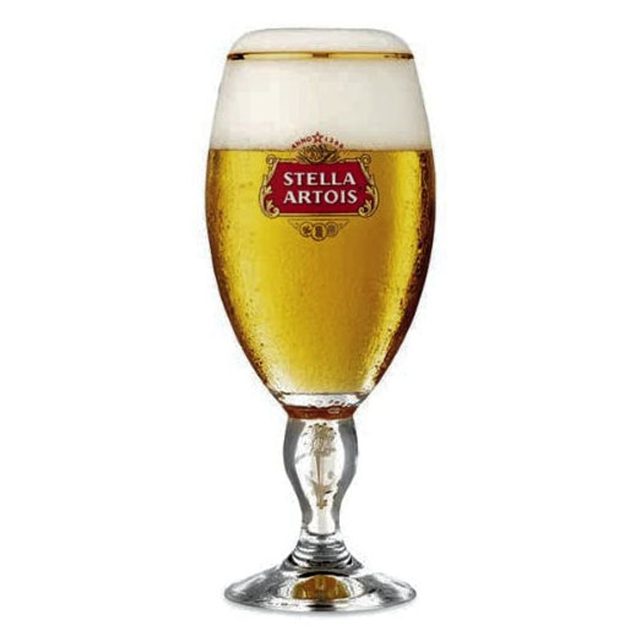 Details about   Stella Artois Chalice Style Gold Rimmed Star Stem Belgium Beer Glasses 40CL 