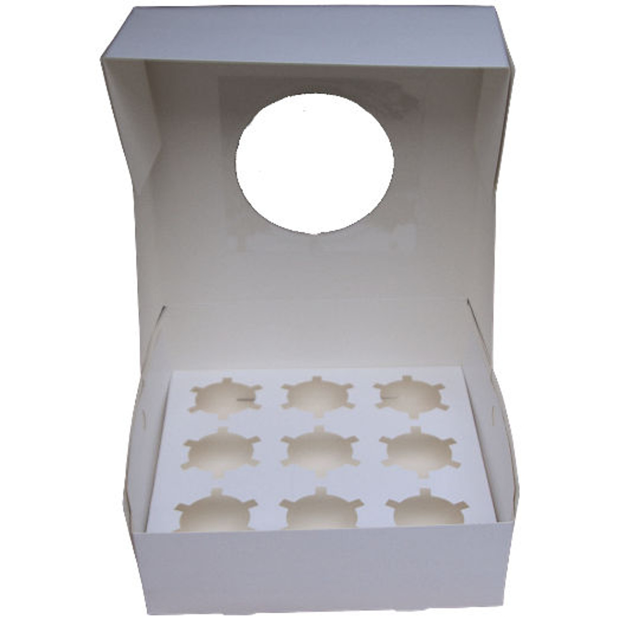 Pack x 25  Cardboard White 9 Cupcake or 20 Mini Cupcake box with window