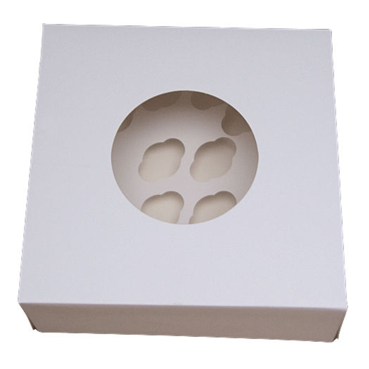 Pack x 25  Cardboard White 9 Cupcake or 20 Mini Cupcake box with window