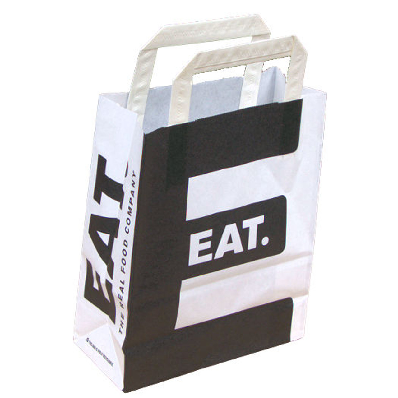 White Paper Takeaway Carrier Bag  Small Printed " EAT "  Pack of 50