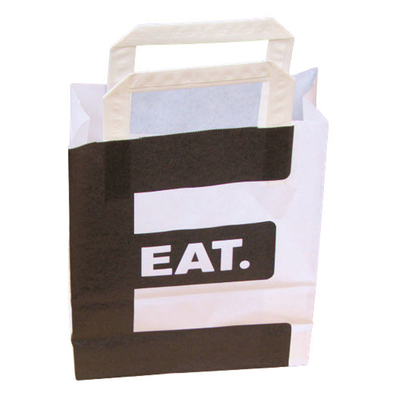 White Paper Takeaway Carrier Bag  Small Printed " EAT "  Case of 500