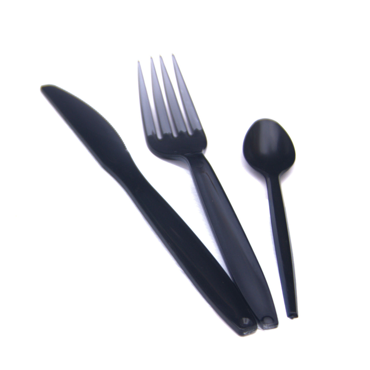 Posate confezionate singolarmente con tovagliolo  Coltello forchetta e  cucchiaio nero di qualità con tovagliolo dalla confezione starliuht