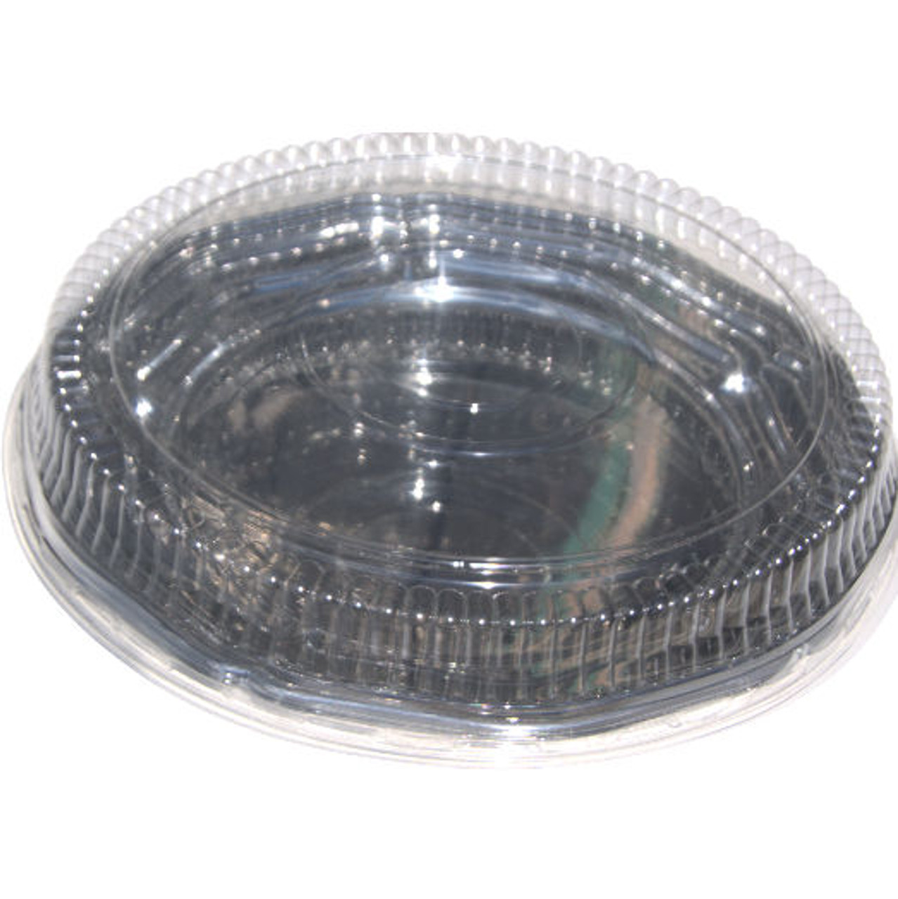 Pack of 5 Extra Large ROUND 460mm SILVER EFFECT base & Clear Lid Platters