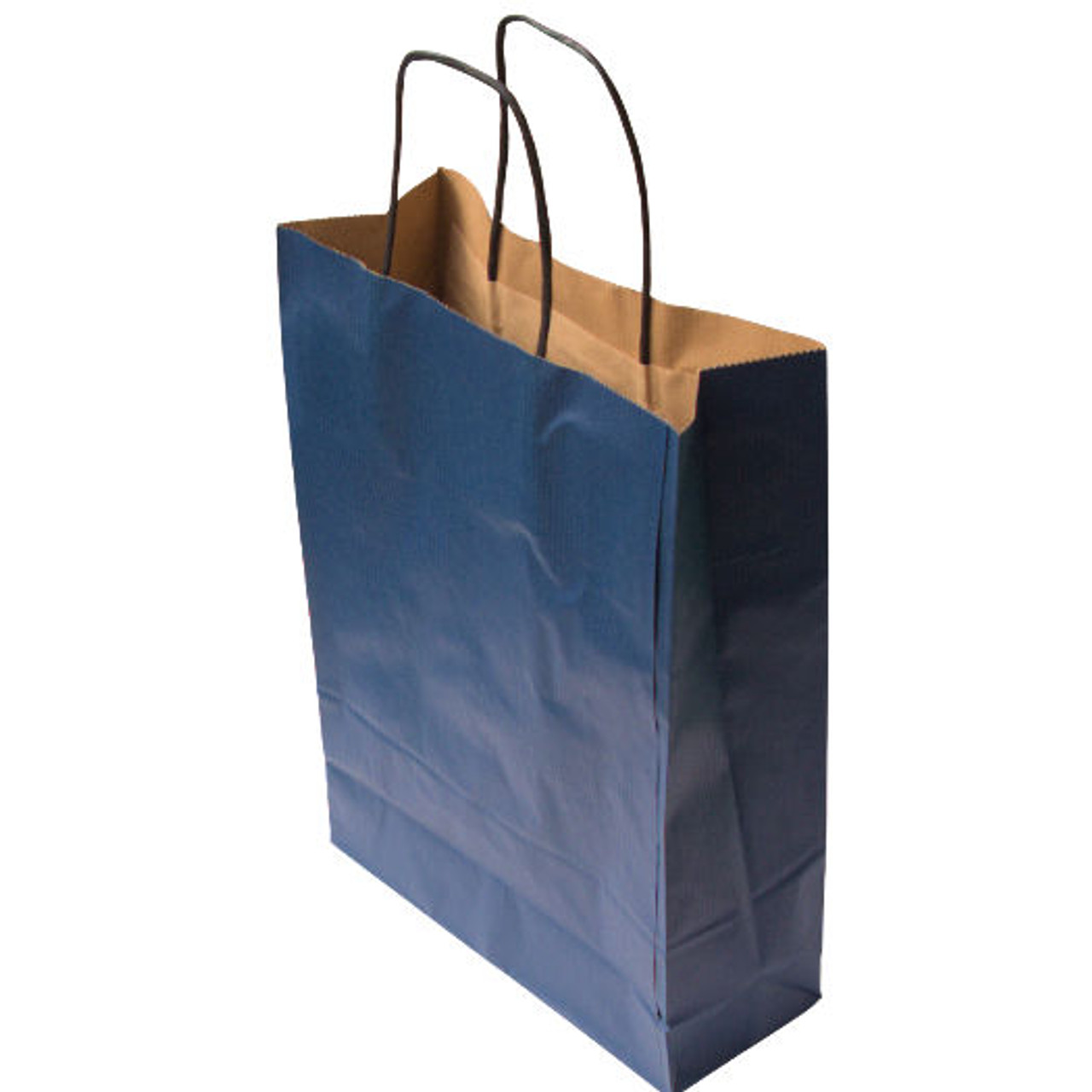 Pack of 5 Quality Twist Handle Kraft Carrier bag Printed Dark Blue 230 x 90 x 310mm