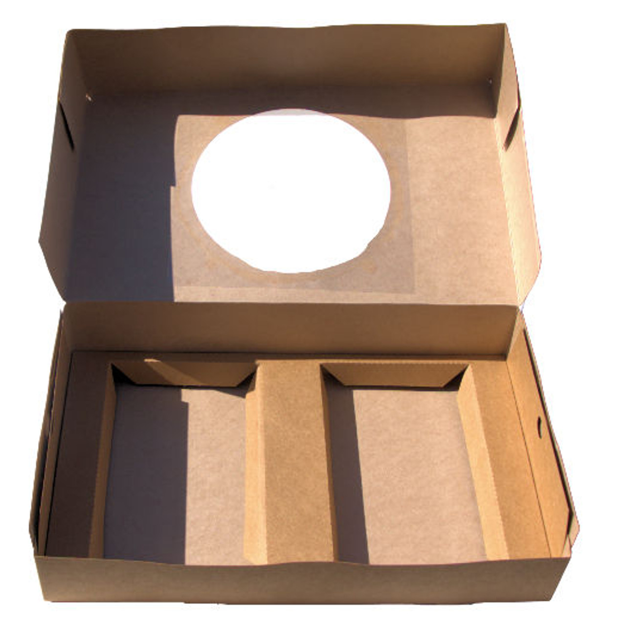 Pack x 5 Quality Kraft Cardboard Dual size Tray Bake Box with window 330 x 200 x 75mm 