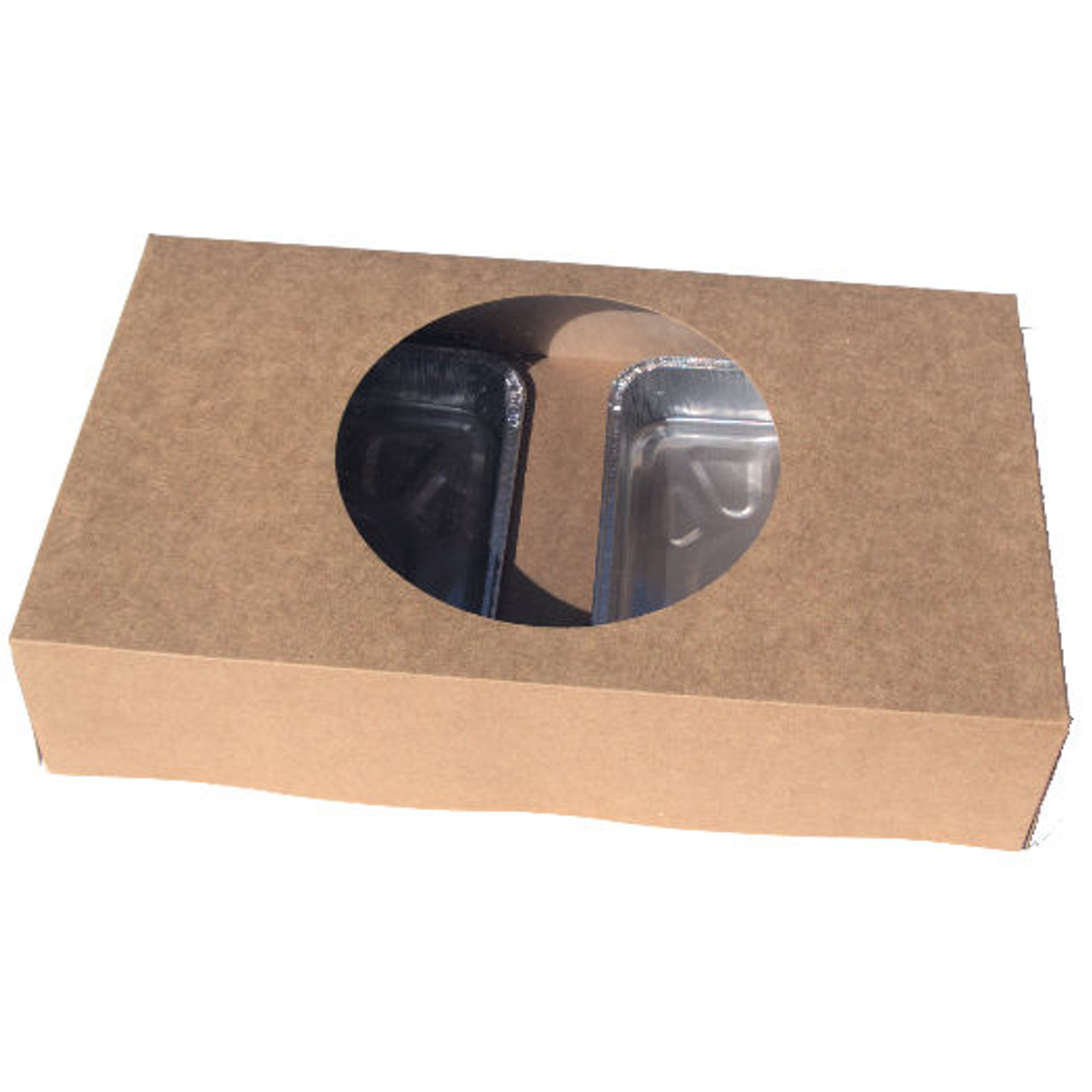 Pack x 10 Quality Kraft Cardboard Dual size Tray Bake Box with window 330 x 200 x 75mm 