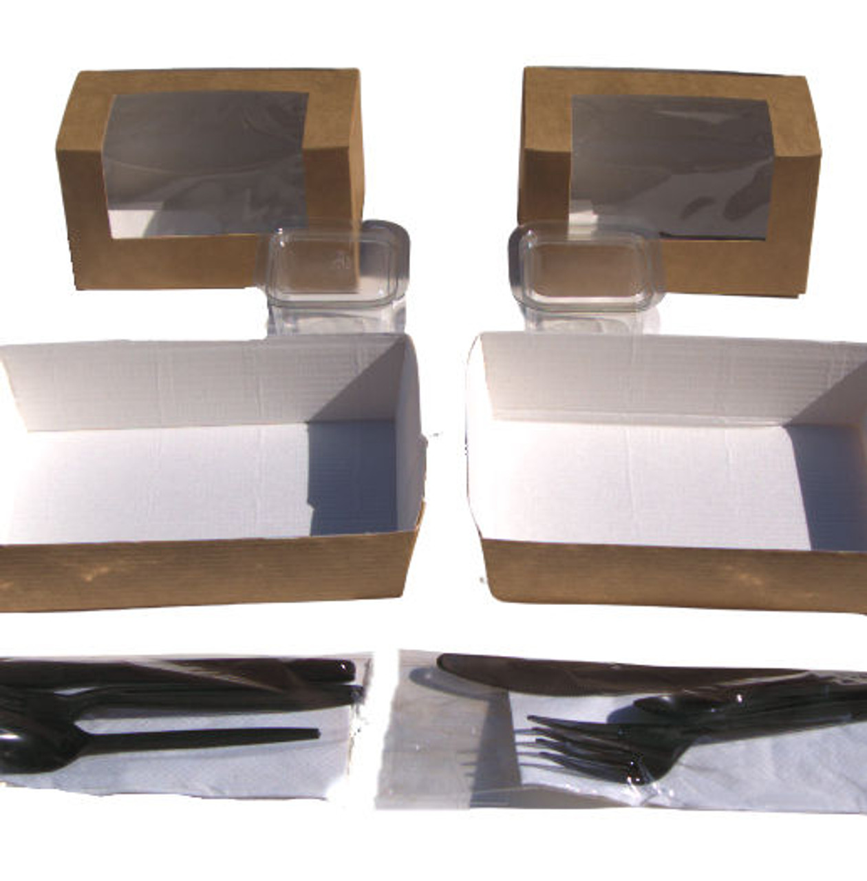 Pack of 10 Afternoon Tea / Picnic Box for 2 includes Sandwich boxes, Trays, Cutlery and portion pots