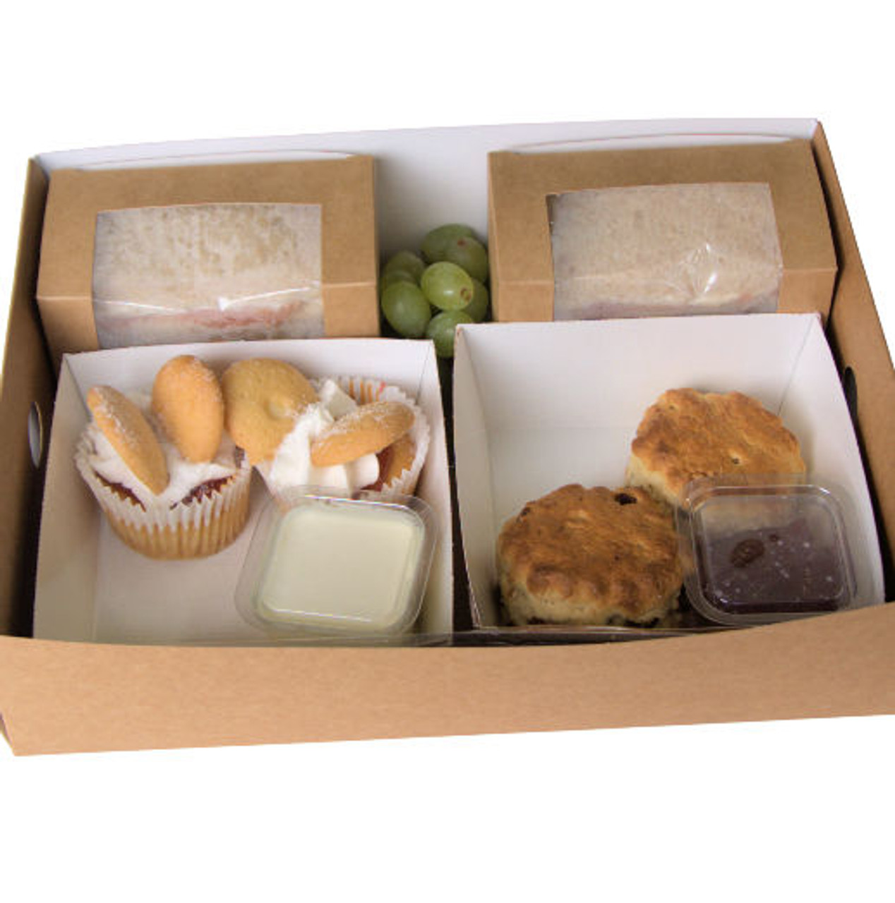 Pack of 50 Afternoon Tea / Picnic TRAY for 2 includes Sandwich boxes, Trays, Cutlery, portion pots and Self Seal Bag