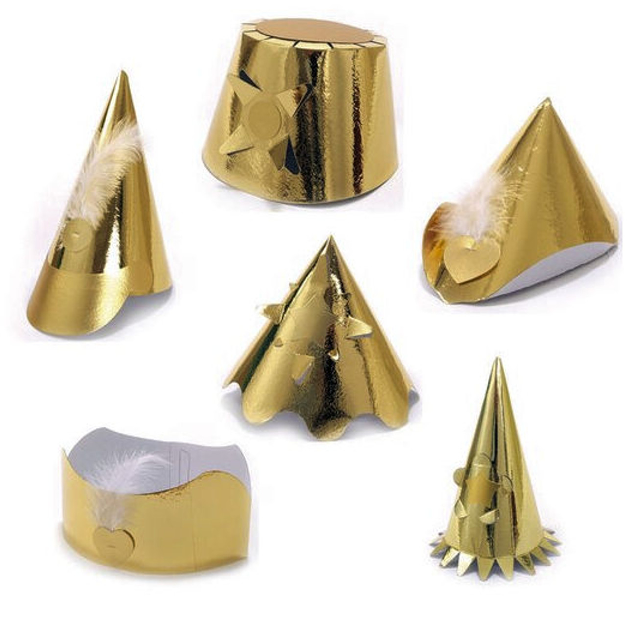 Case x 72 Metalic Gold Adult size Delux Assorted Party Hats