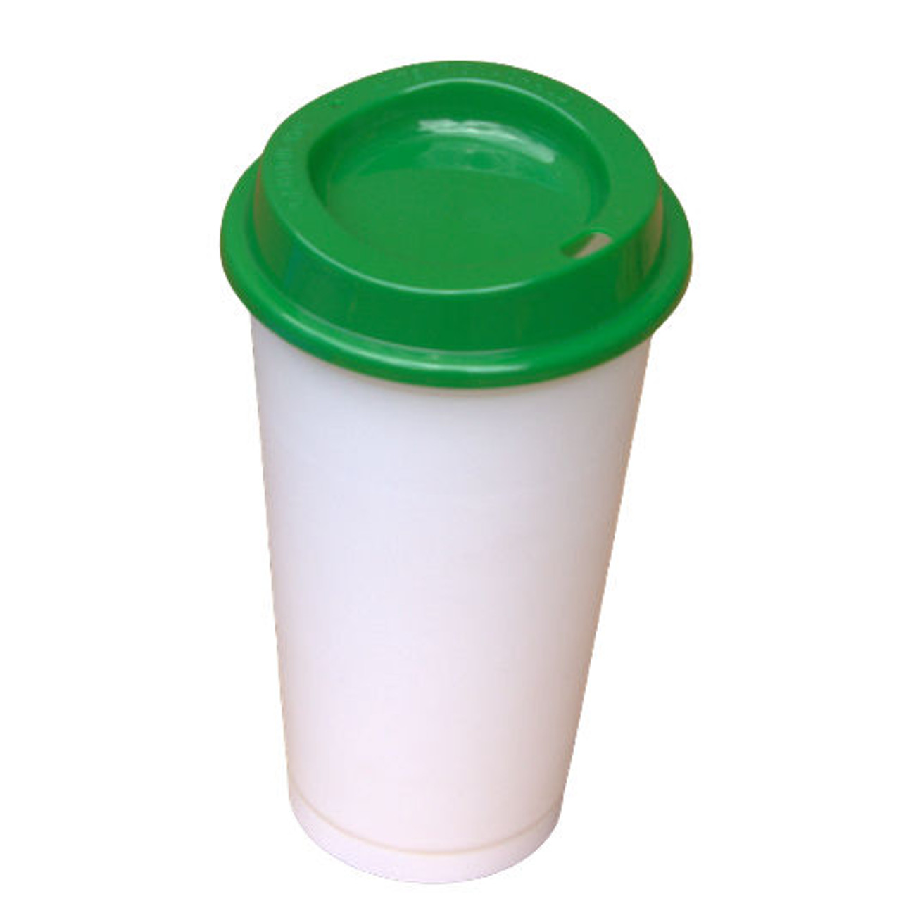 16oz Polyproplene White RE-USABLE Hot Cup and Lid Each