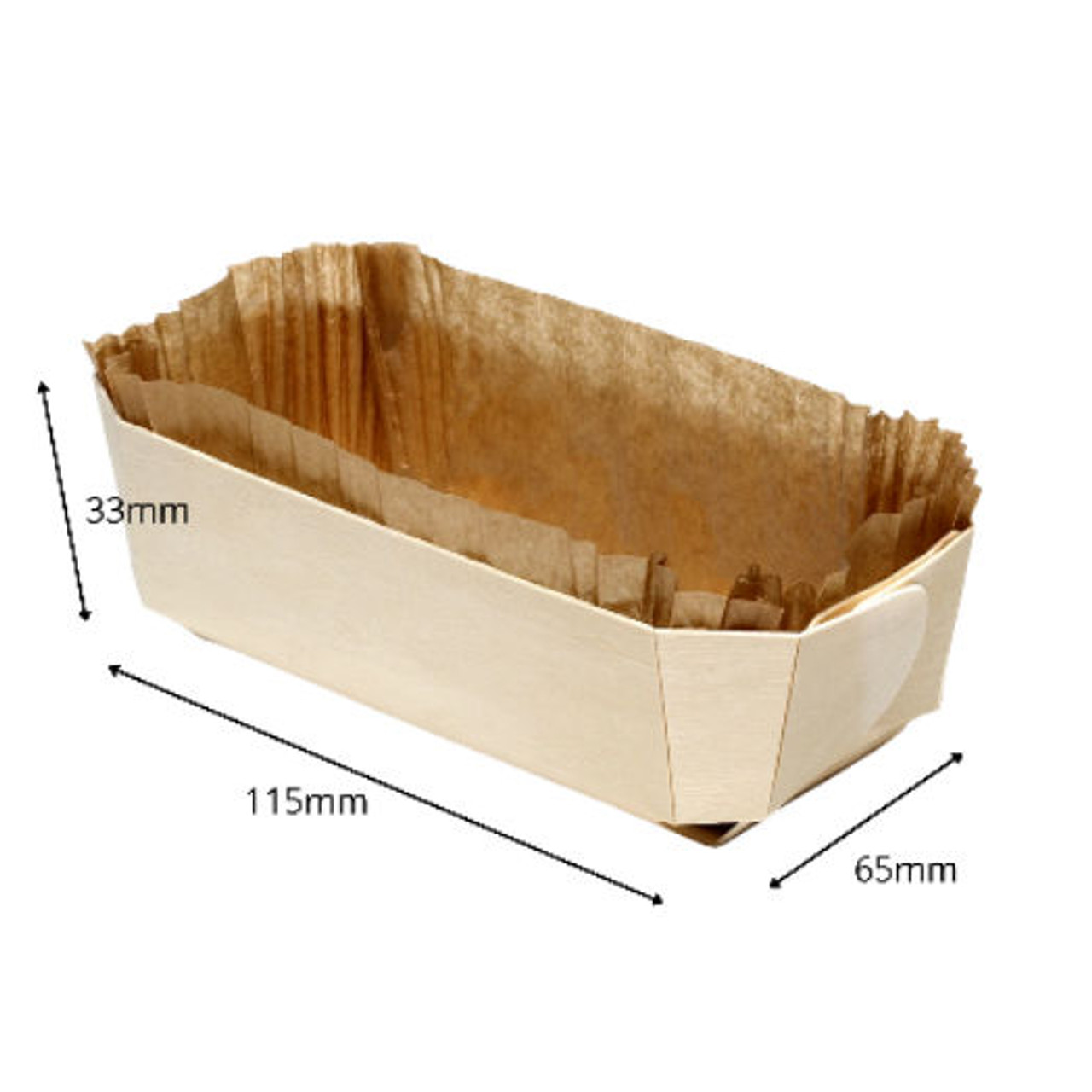 Wooden baking molds 115 x 65 x 33mm with baking Case ( Pack x 25 )