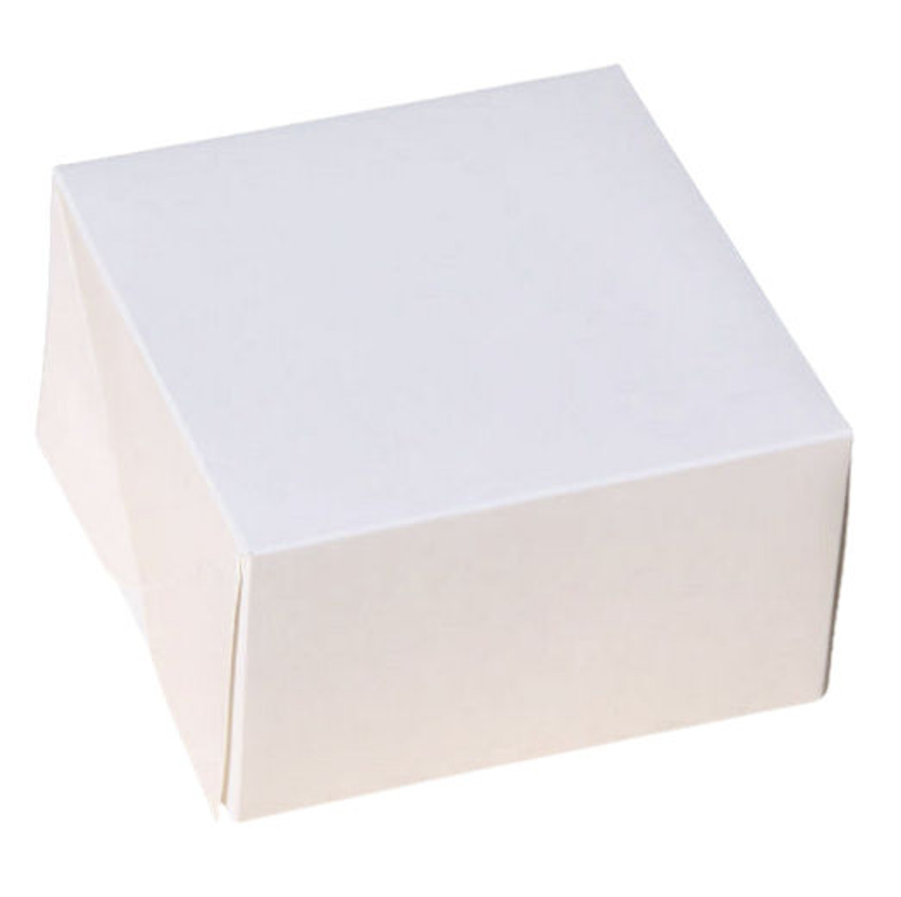 5"x 5"x 2.5" ( 130 X 130 X 63mm ) Self erecting 1 piece plain white cake boxes