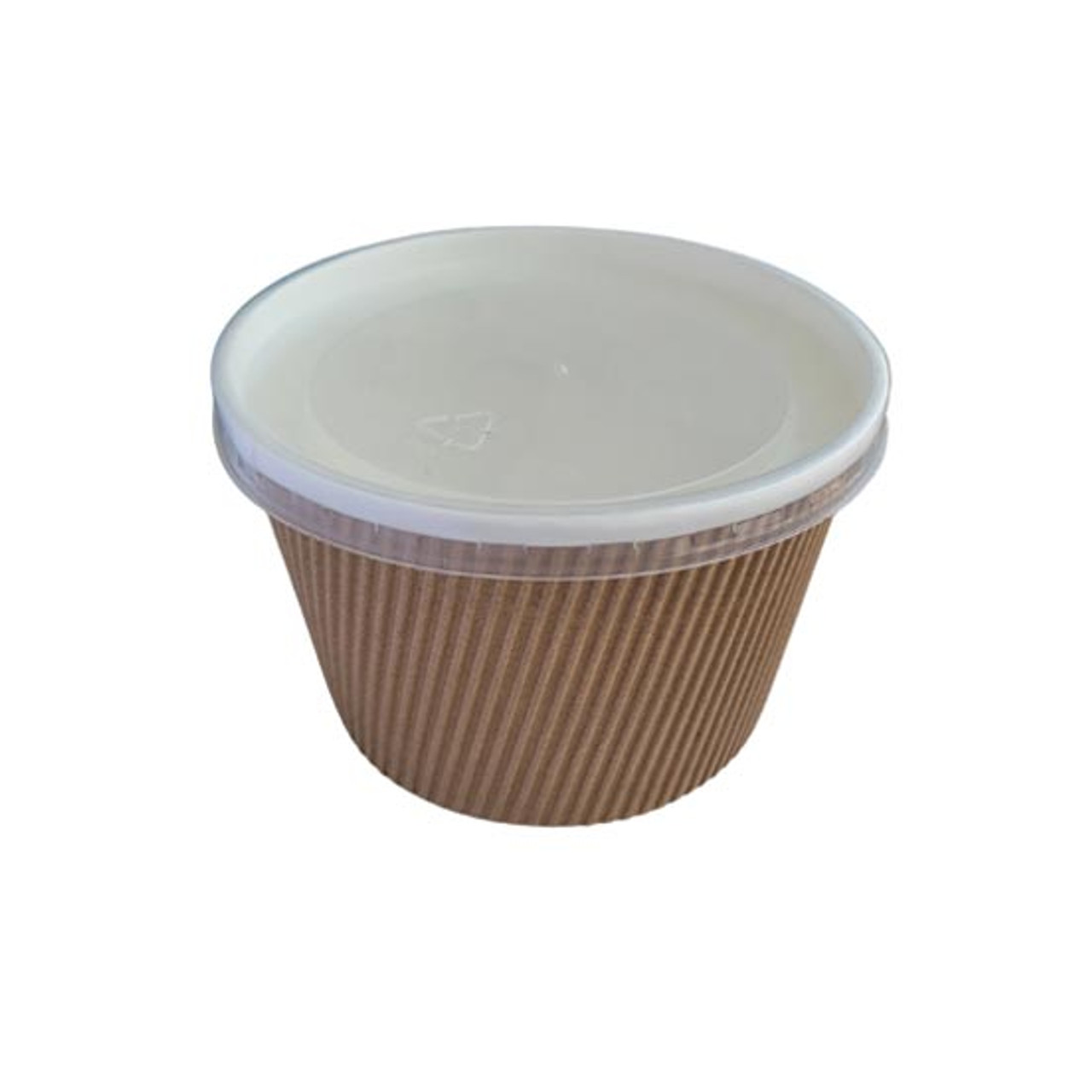 16oz Ripple Soup Tubs Kraft Brown Cardboard with clear plastic lid
