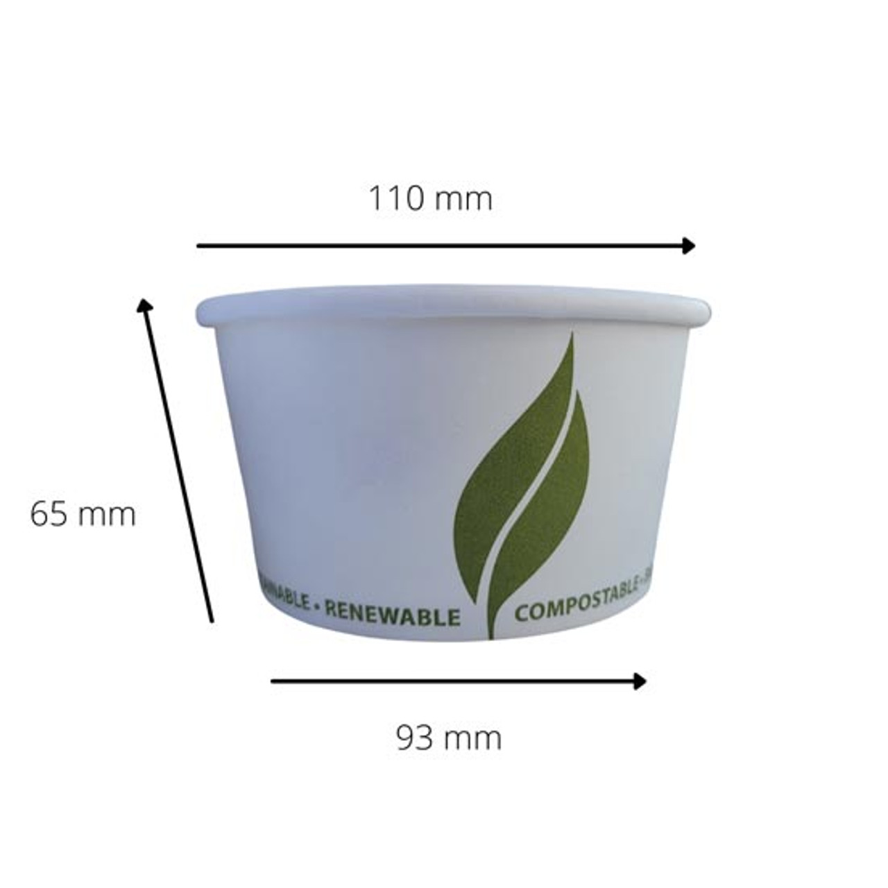 12oz White cardboard food container 'Green Leaf'
