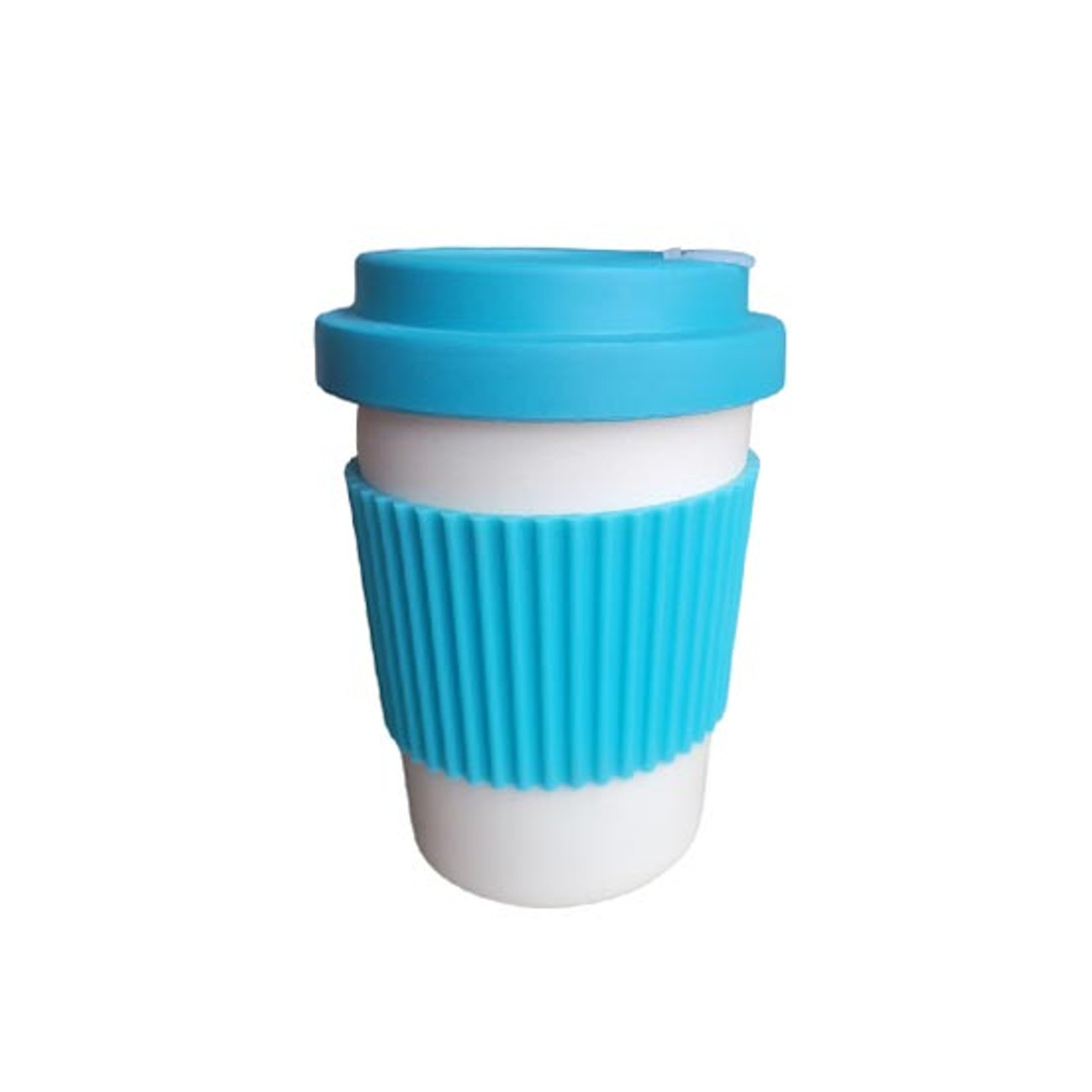  12oz Reusable Travel Mug 450ml Cream Teal with grip