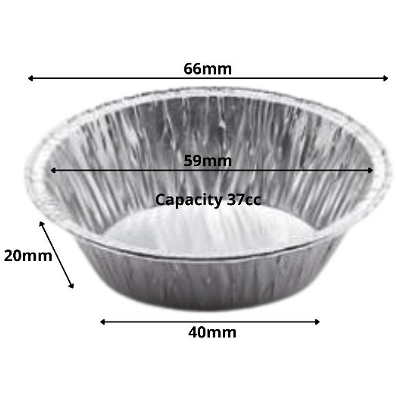 Small Round Aluminium Foil 66mm top dia depth 20mm ( pack of 250 )