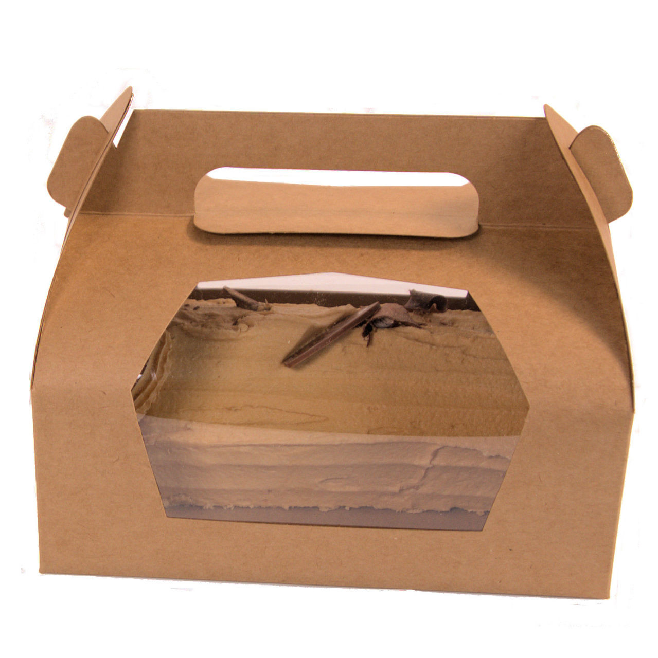 Handle style kraft window cake box with 4 cupcake insert and bakery tray included ( see qty options )