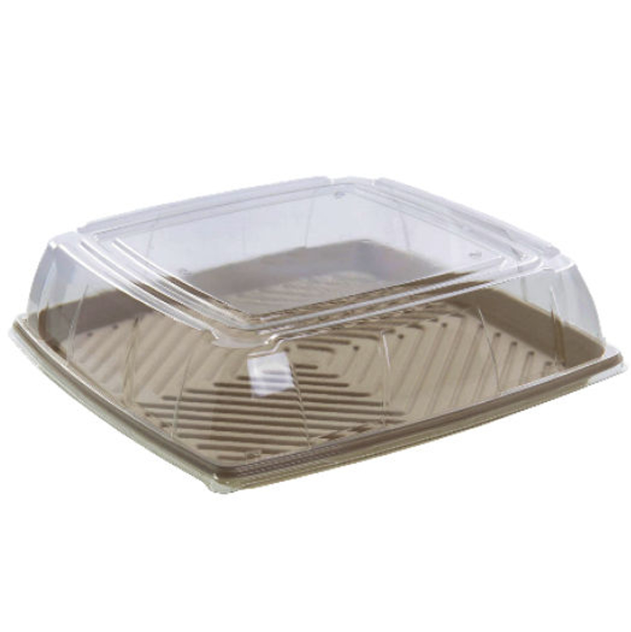 Extra Large 16" Sabert Square Pulp Platter and Clear Lid ( 400 x 400 x 80mm ) Pack x 5