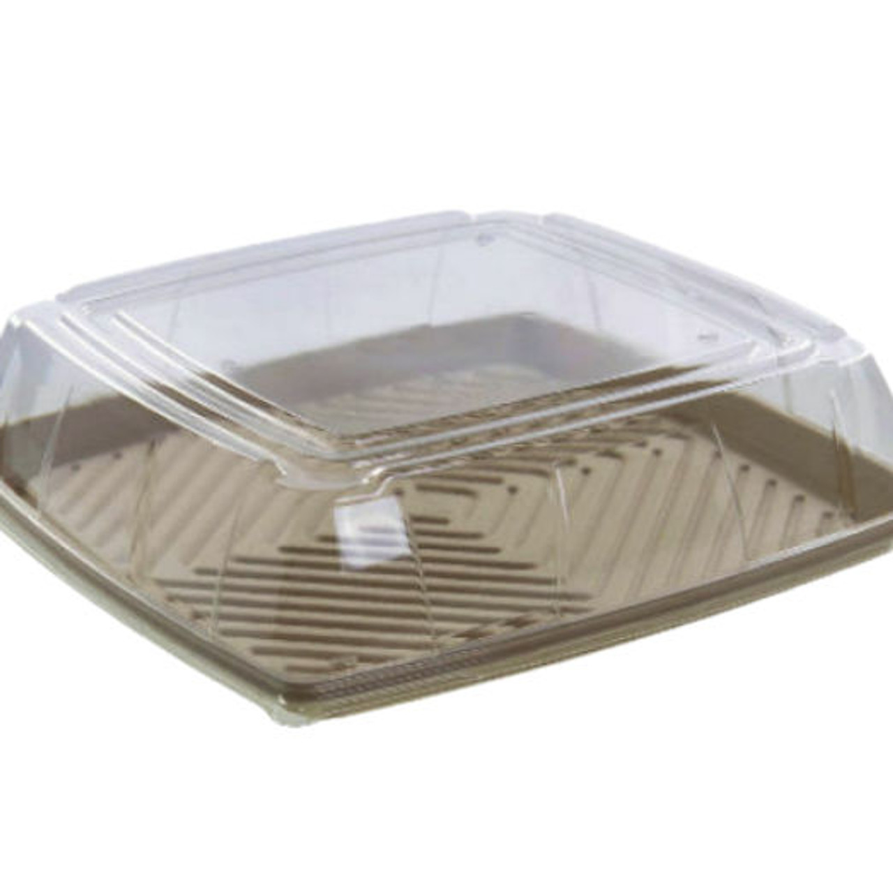 Extra Large 16" Sabert Square Pulp Platter and Clear Lid ( 400 x 400 x 80mm ) Pack x 5