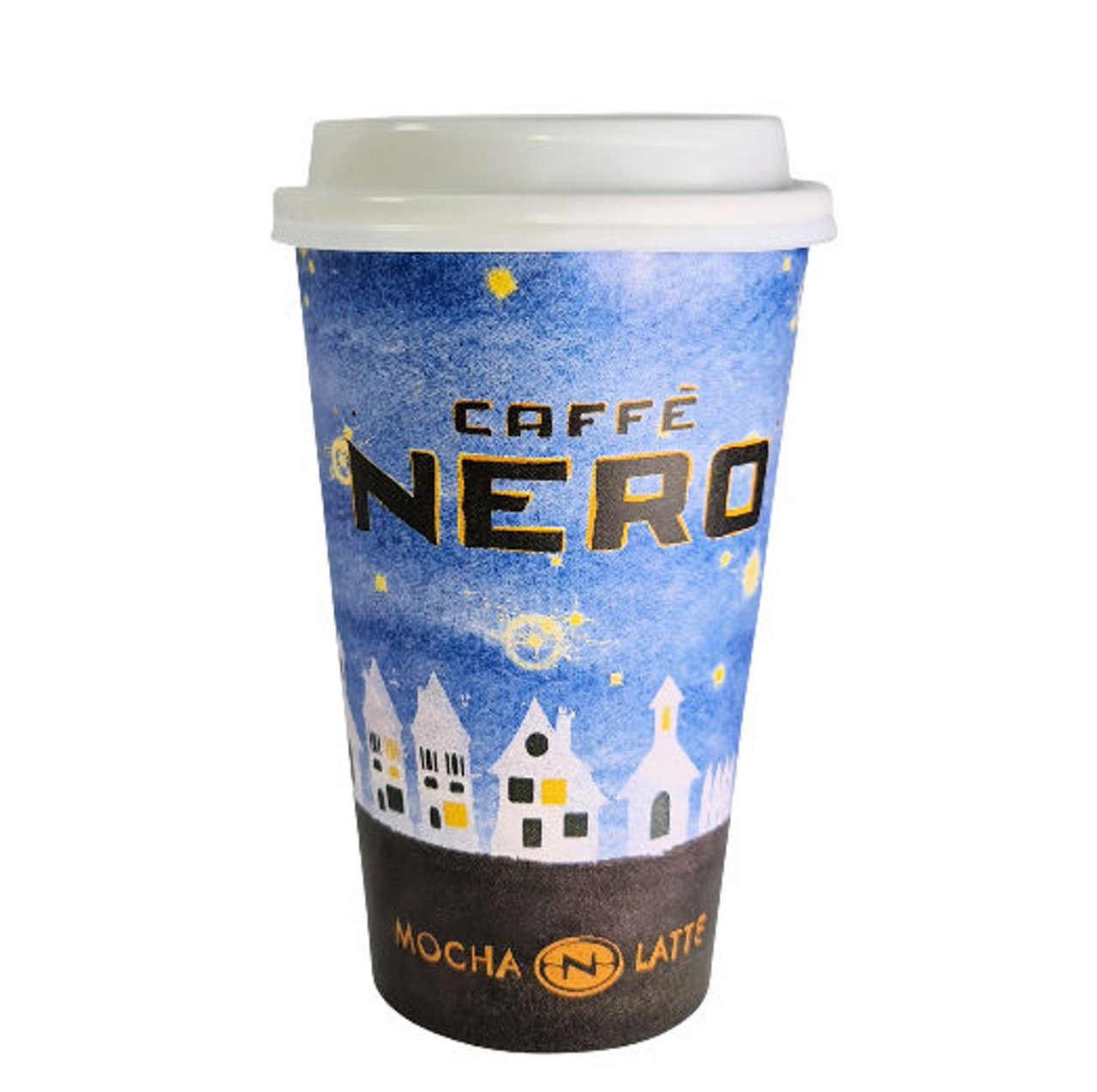 Christmas Caffe Nero 16 oz Ripple Cup with Lid Christmas scene ( Pack of 36 )