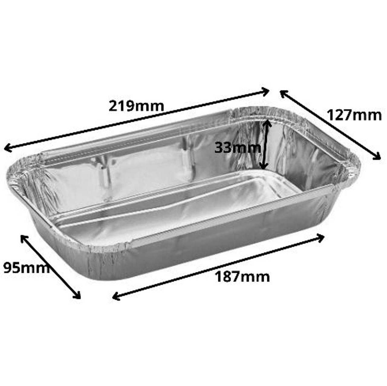 Rectangle Foil Containers 24oz/670ml 206 x 127 x 33mm and Lids - Pack of 100