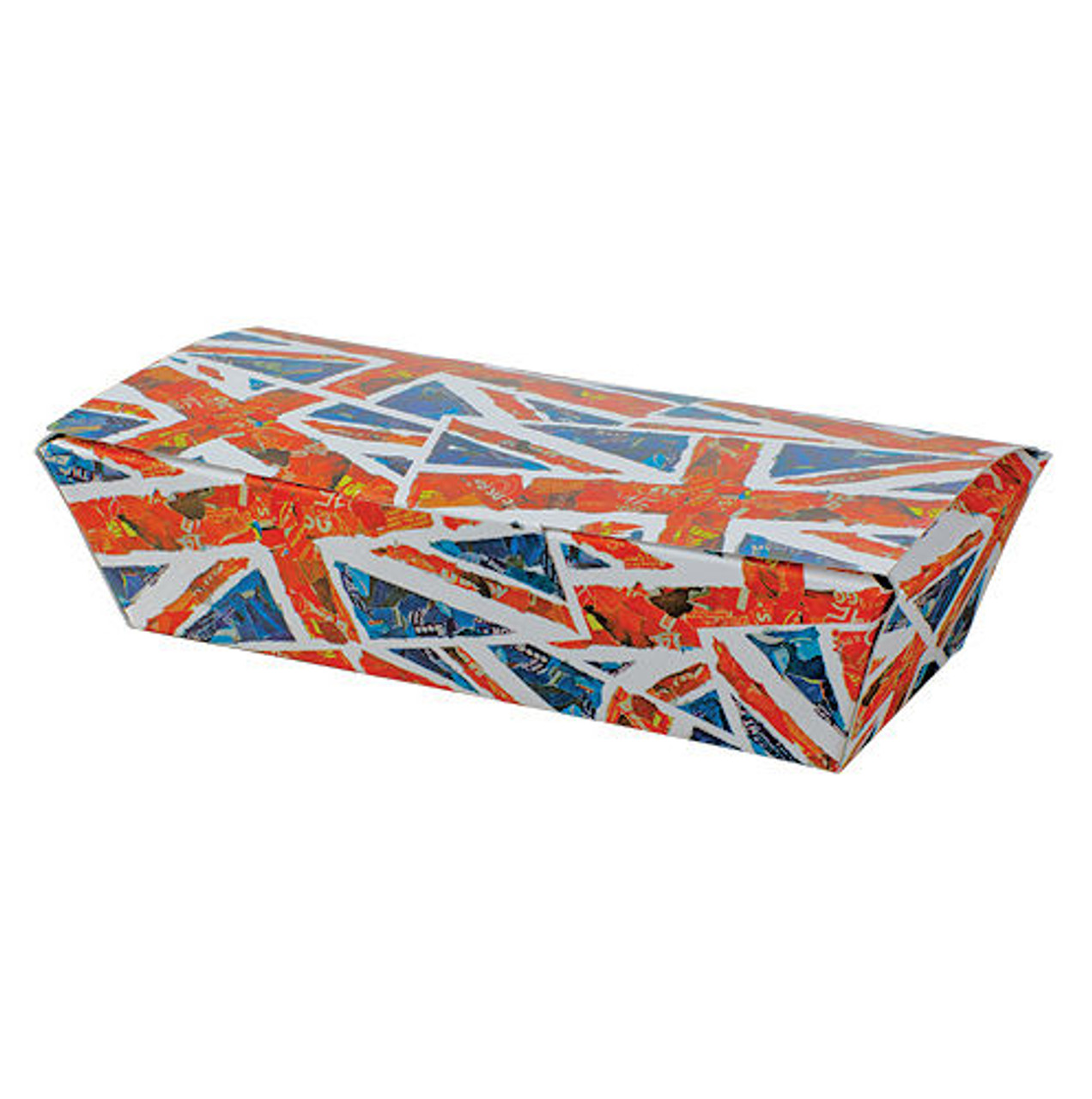 Pack x 10 Union Jack Large Cardboard Food Party Box 250 x 125 x 60mm