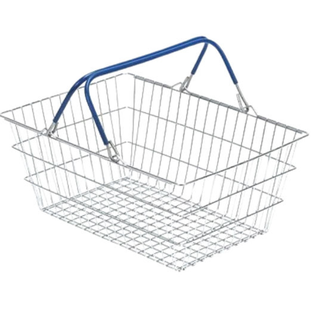 Large Wire Shopping Basket blue handle 500 x 360 x 210mm