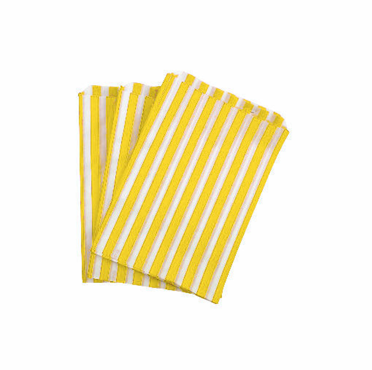 5" x 7" (125 X 175mm ) Yellow Candy Stripe Paper Bags