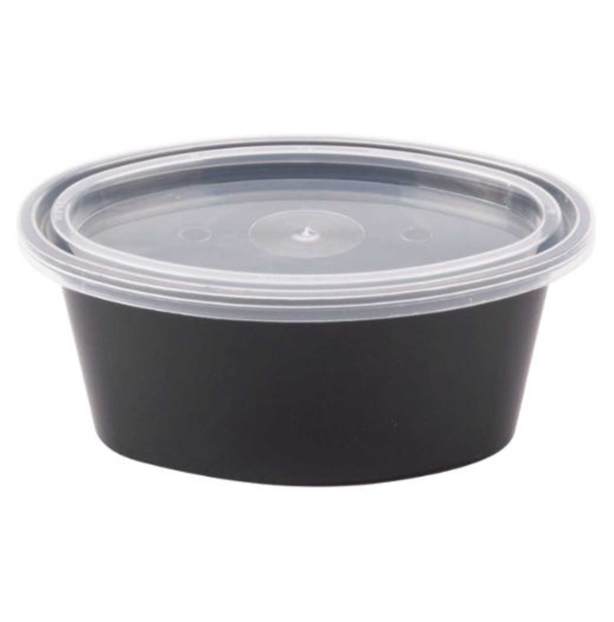 Case x 500 Pactiv ELLIPSO 3 oz. Black Oval Souffle / Portion Cup with Clear Lid