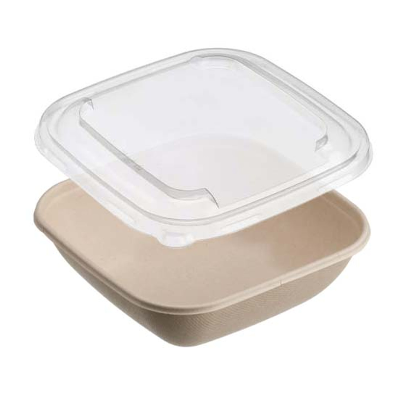 Sabert Bepulp 750ml Square Bowl and Lid Microwavable Eco