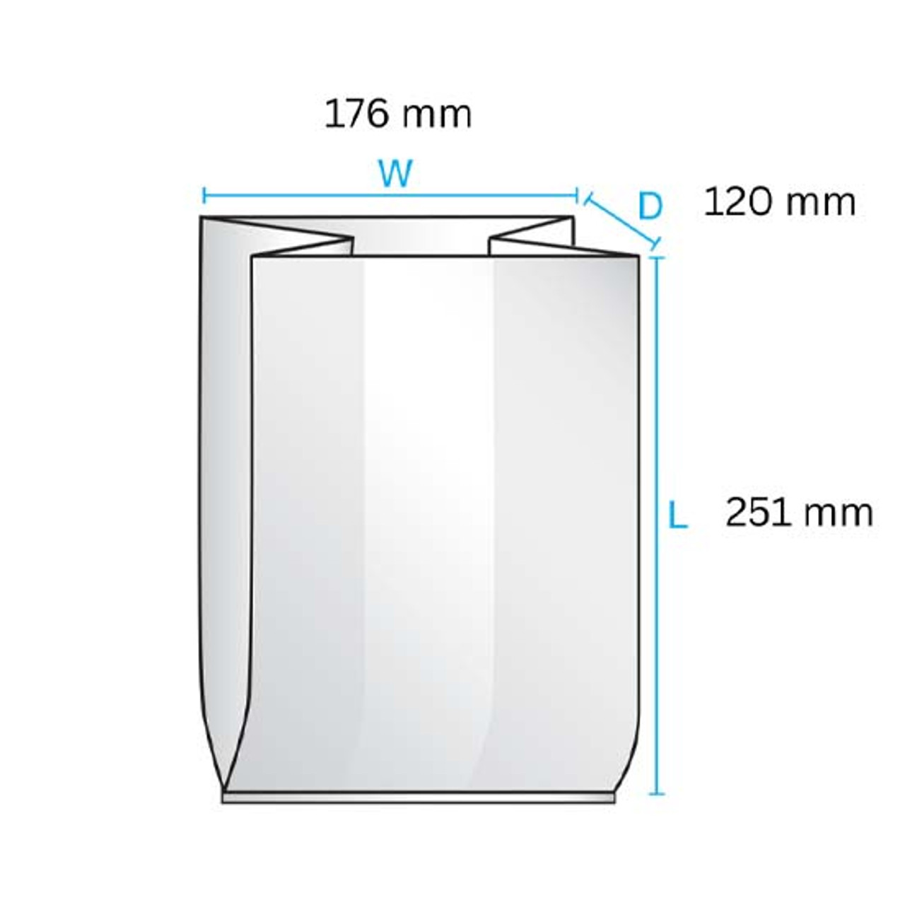 Polythene Bags 7 x 12 x 10'' - 50 Micron 200 gauge Heavy Duty - Case x 1000