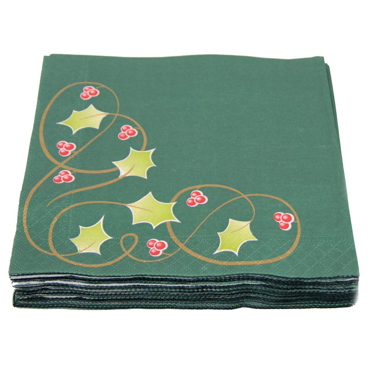 Case x 2,000 39 x 39cm 2ply Tork Quality Green Christmas Berries Dinner Napkins 