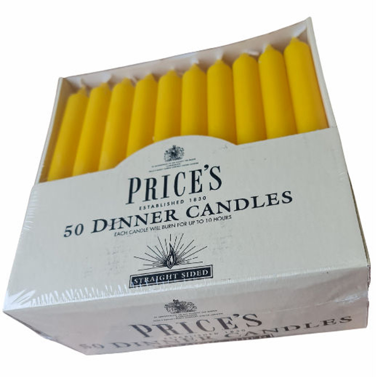 Price 8" Yellow straight sided  Premium Quality Dinner Candles