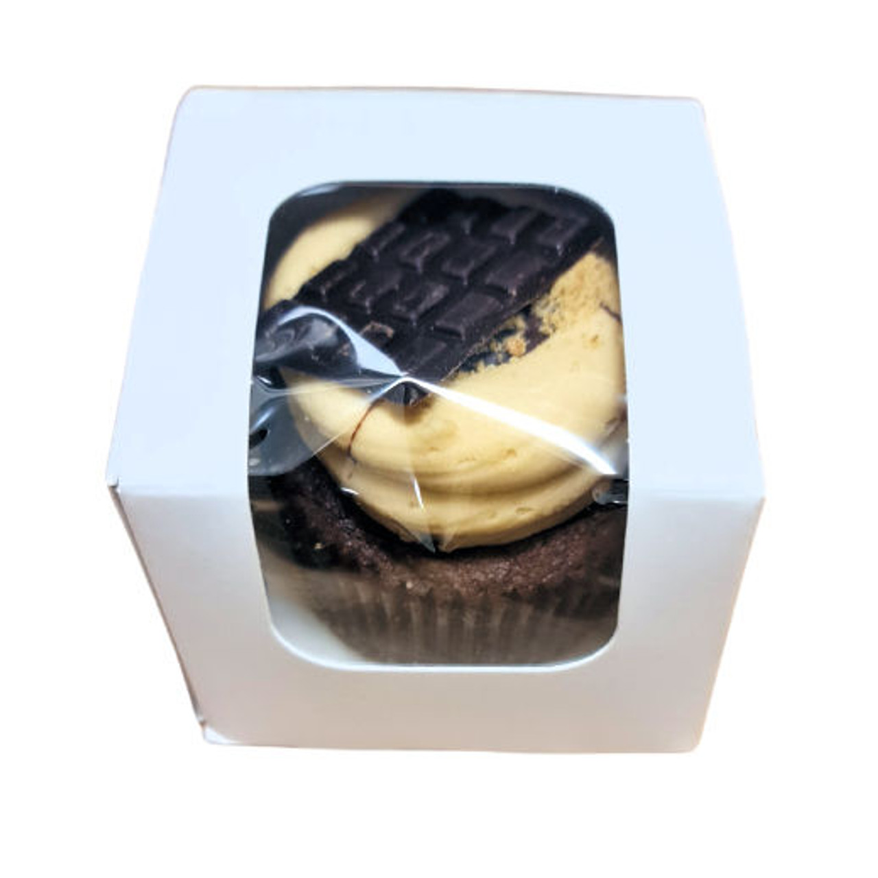 Pack x 25 Small White Bakery, Cupcake Box / Pie Box with Window  75 x 75 x 60mm 