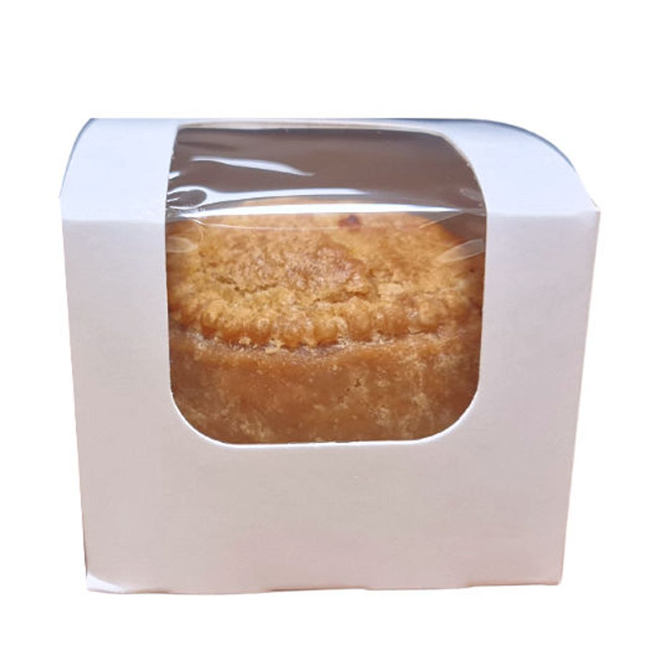 Pack x 50 Small White Bakery / Pie Box with Window  75 x 75 x 60mm 