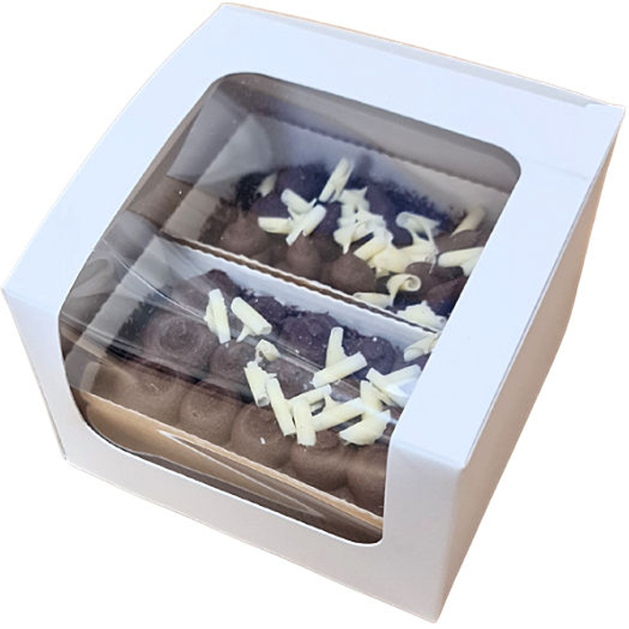 Pack x 25 Medium White Bakery / Pie Box with Window  110 x 110 x 60mm 