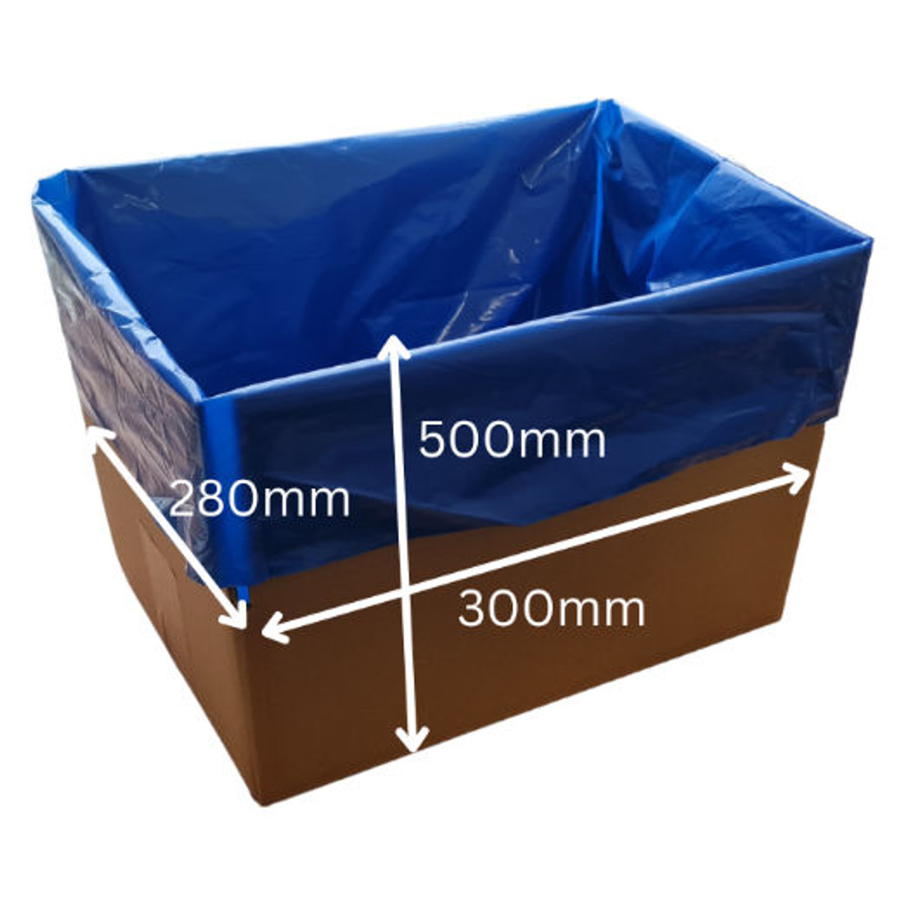 Case 400 - SMALL Box liner Heavy Duty 45micron Blue food grade 300 x 580 x 500mm Special Offer