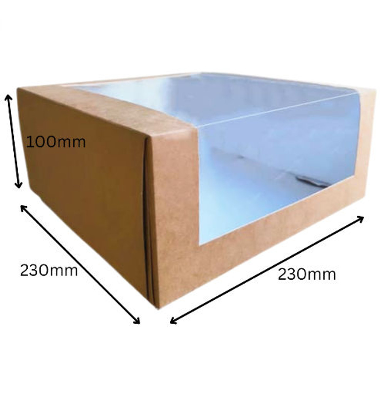 Kraft 9'' Square Cake Box with Window Premium Quality ( see qty options ) with or without Cake Drum