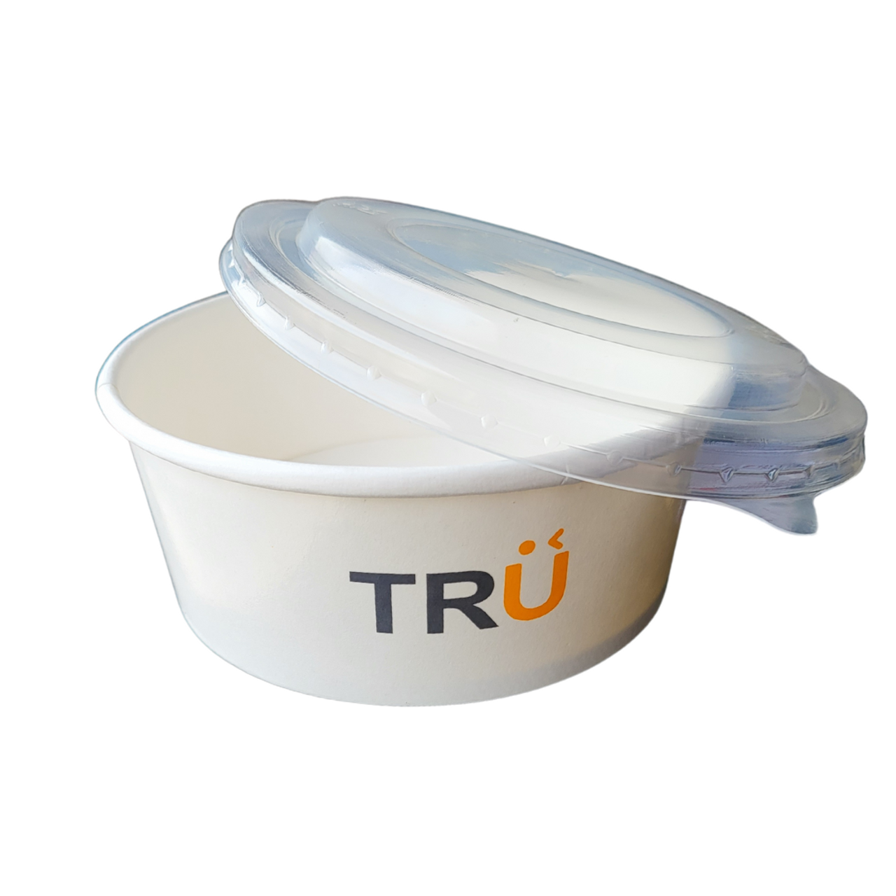 Printed  TRU 750ml White Food Tubs with 100% Clear Recyclable Lid up to 50% off Kraft Prices