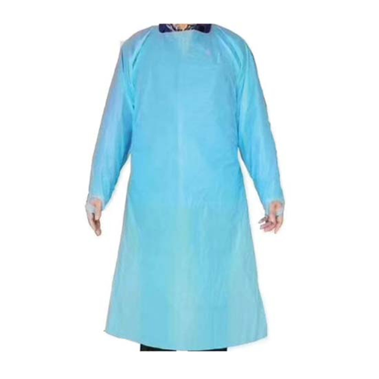 Disposable Blue PE Gown - Size Large -  Pack of 10