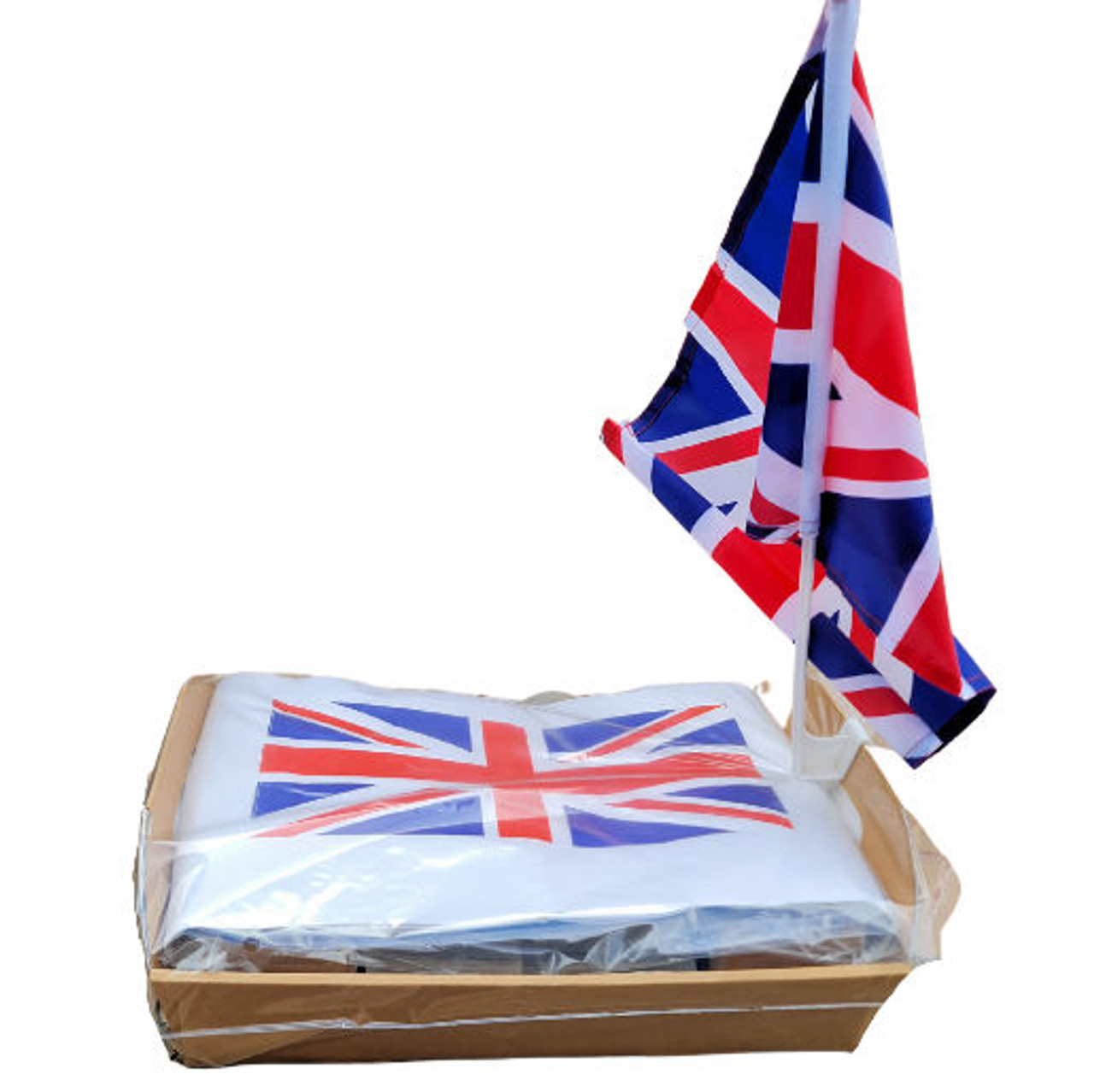 Pack of 50 Union Jack Coronation Hamper Tray for Two includes Bakery Trays, Baguette trays, Sandwich Boxes, Place mats, Cutlery, Napkin, portion pots and flag