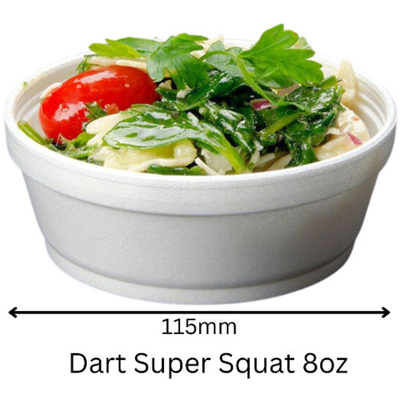 Case x 500 - Polystyrene Dart SUPER SQUAT containers 8oz dia 115mm