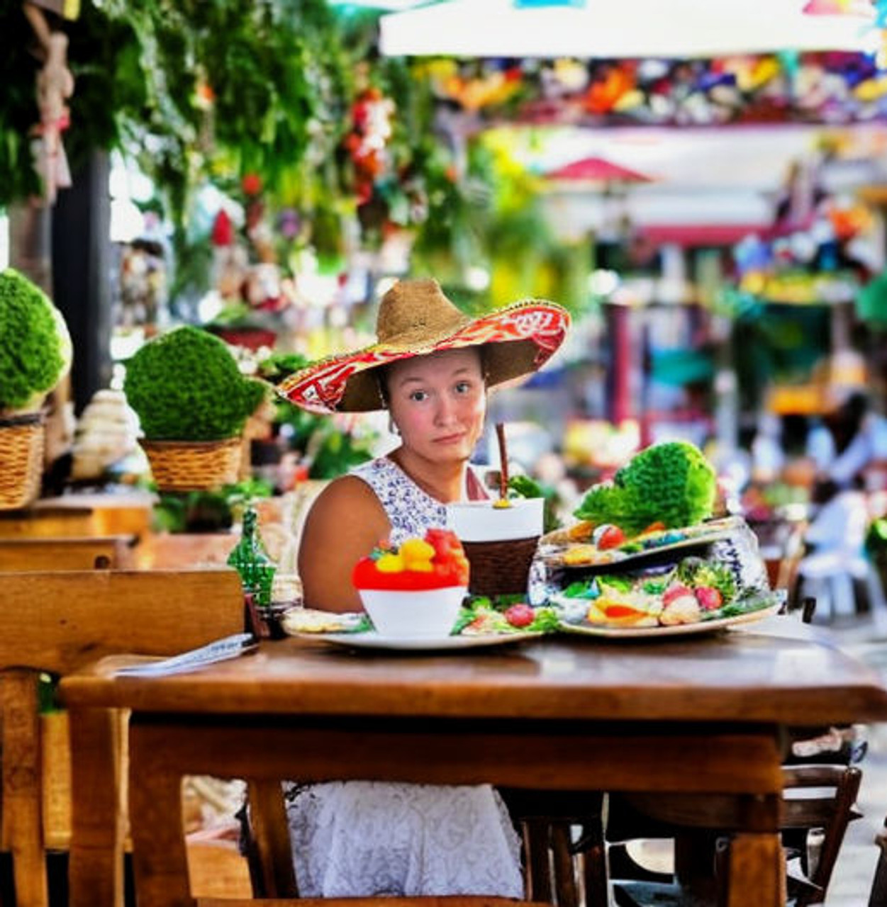 Sombrero Brown and red Straw Party Hat each