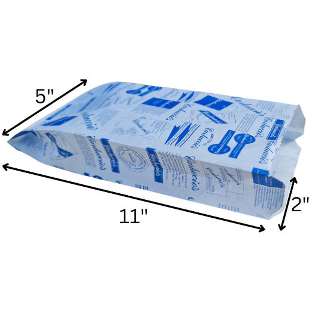 1,000 - 5"x 7"x 11" white Quality Kraft paper bags Printed 'Calluccios'