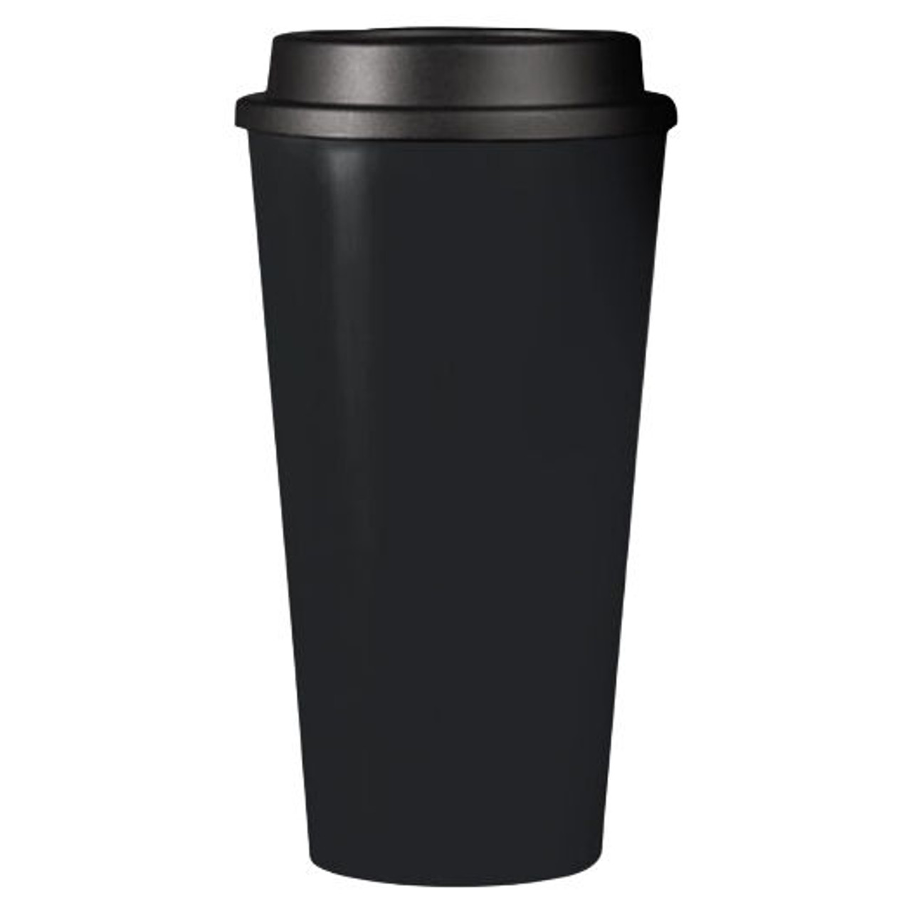 16oz Polypropylene ALL BLACK RE-USABLE Hot Cup and Lid Each