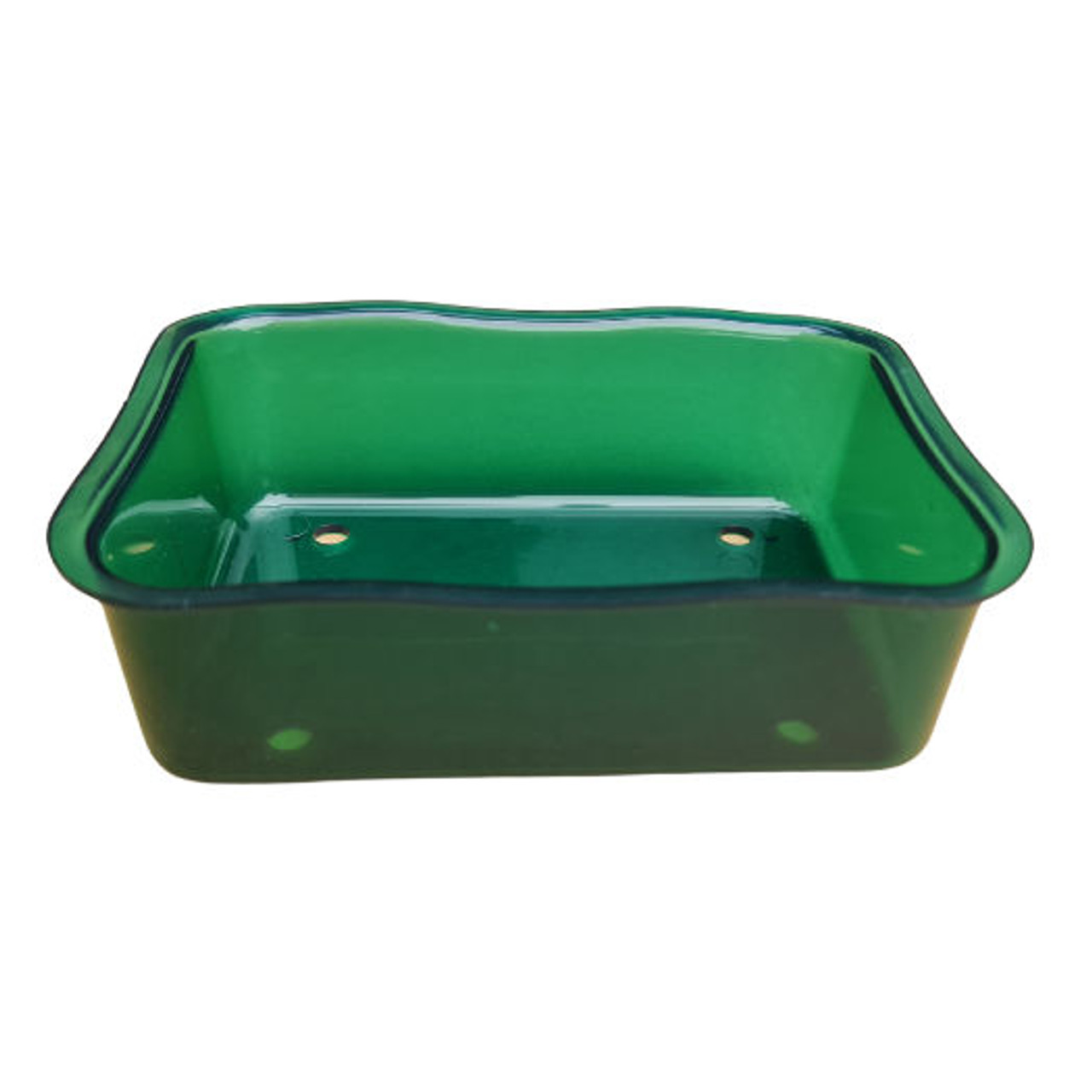 Green Fluted Transparent Deep Punnet Dish 190 x 138 x 60mm ( with drain holes )